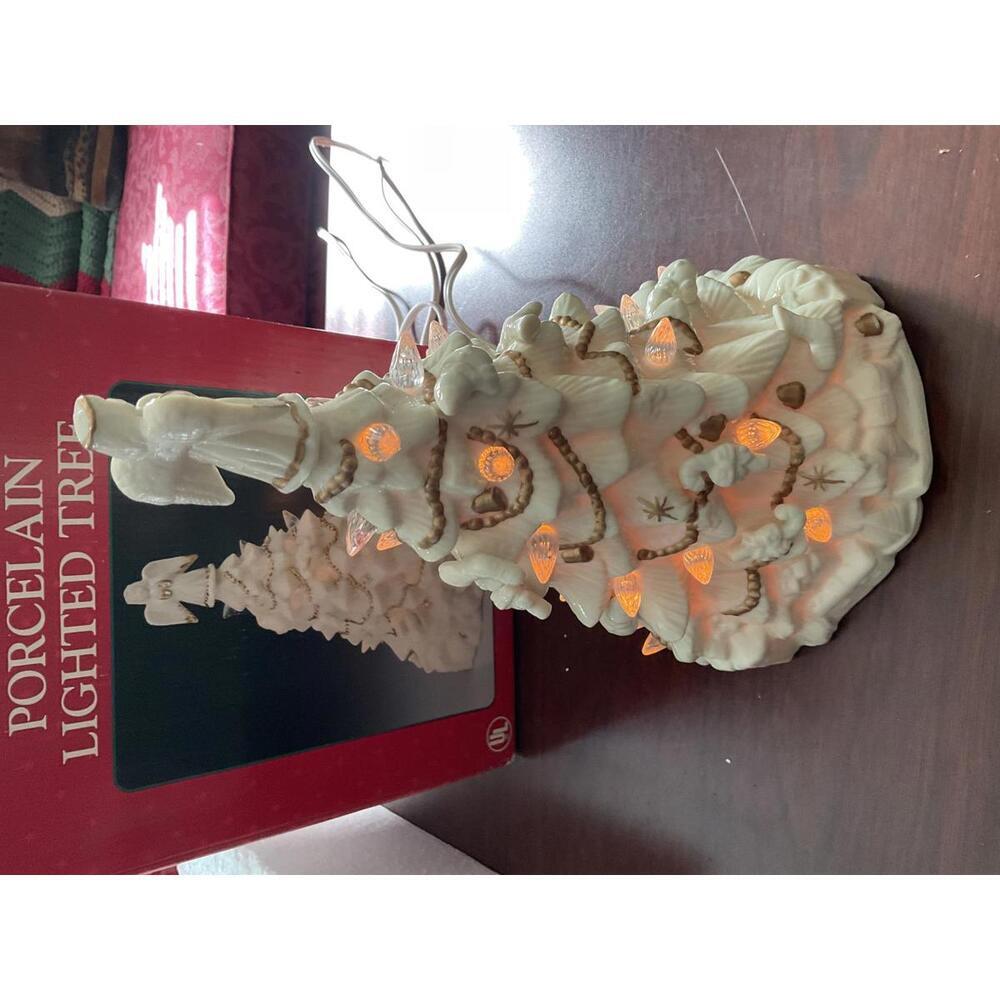 Trimmings Etc vintage Porcelain lighted white Christmas tree - Picture 3 of 7